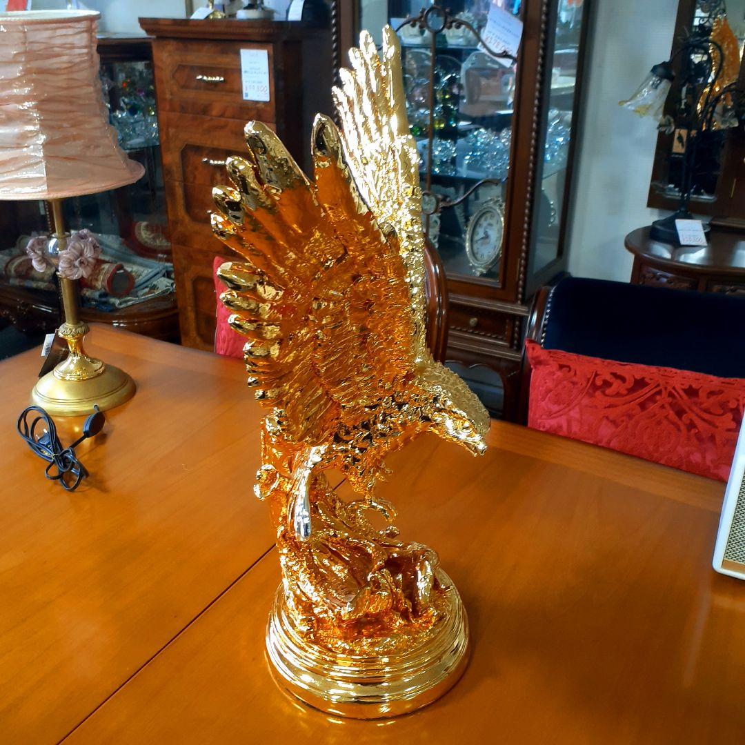 輸入雑貨　アニマルオブジェ　ゴールド　『羽ばたく鷹・イーグル』　縁起物