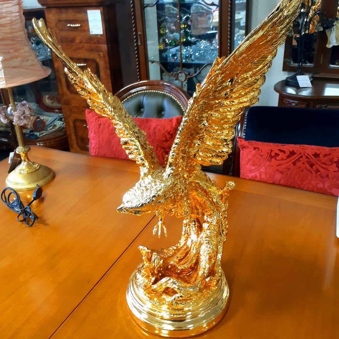 輸入雑貨　アニマルオブジェ　ゴールド　『羽ばたく鷹・イーグル』　縁起物