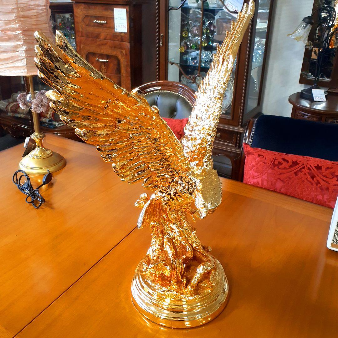 輸入雑貨　アニマルオブジェ　ゴールド　『羽ばたく鷹・イーグル』　縁起物