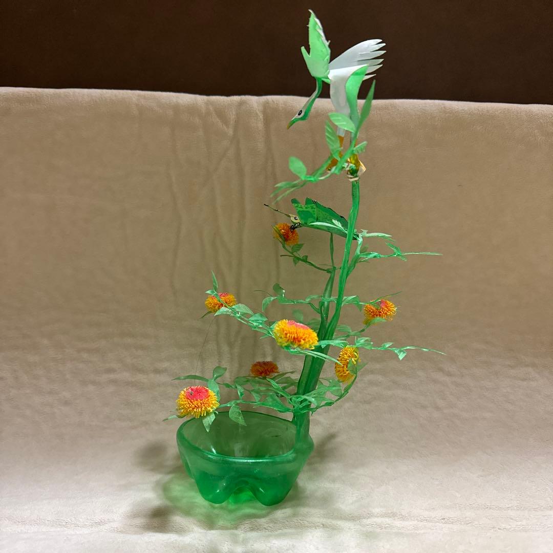 ペットボトル　置物　鳥　虫　植物　花　緑