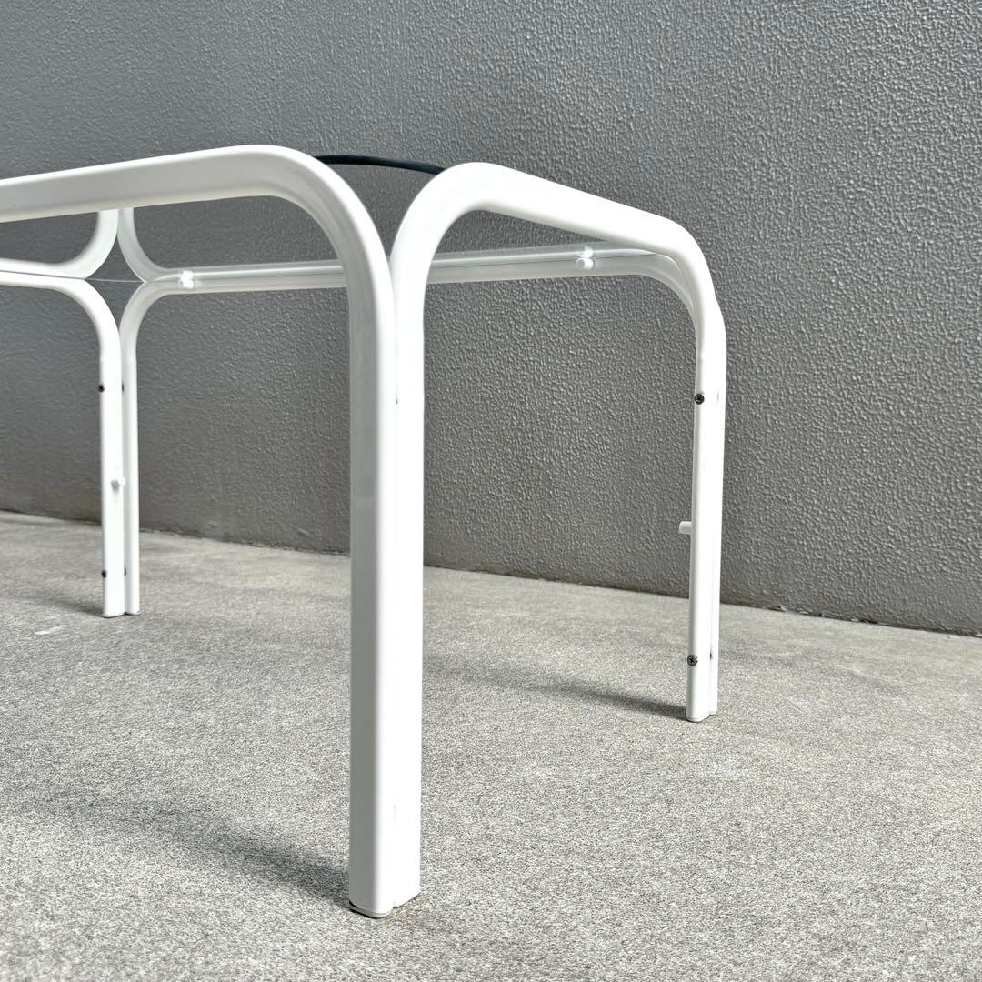 レトロ 北欧モダン ガラス センターテーブル ミッドセンチュリー アイアン 白