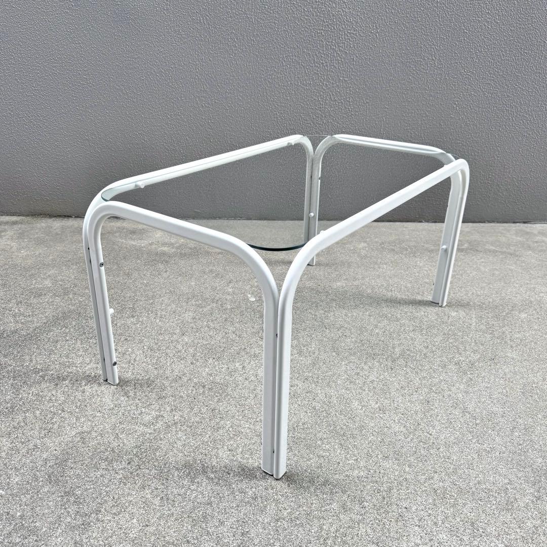 レトロ 北欧モダン ガラス センターテーブル ミッドセンチュリー アイアン 白