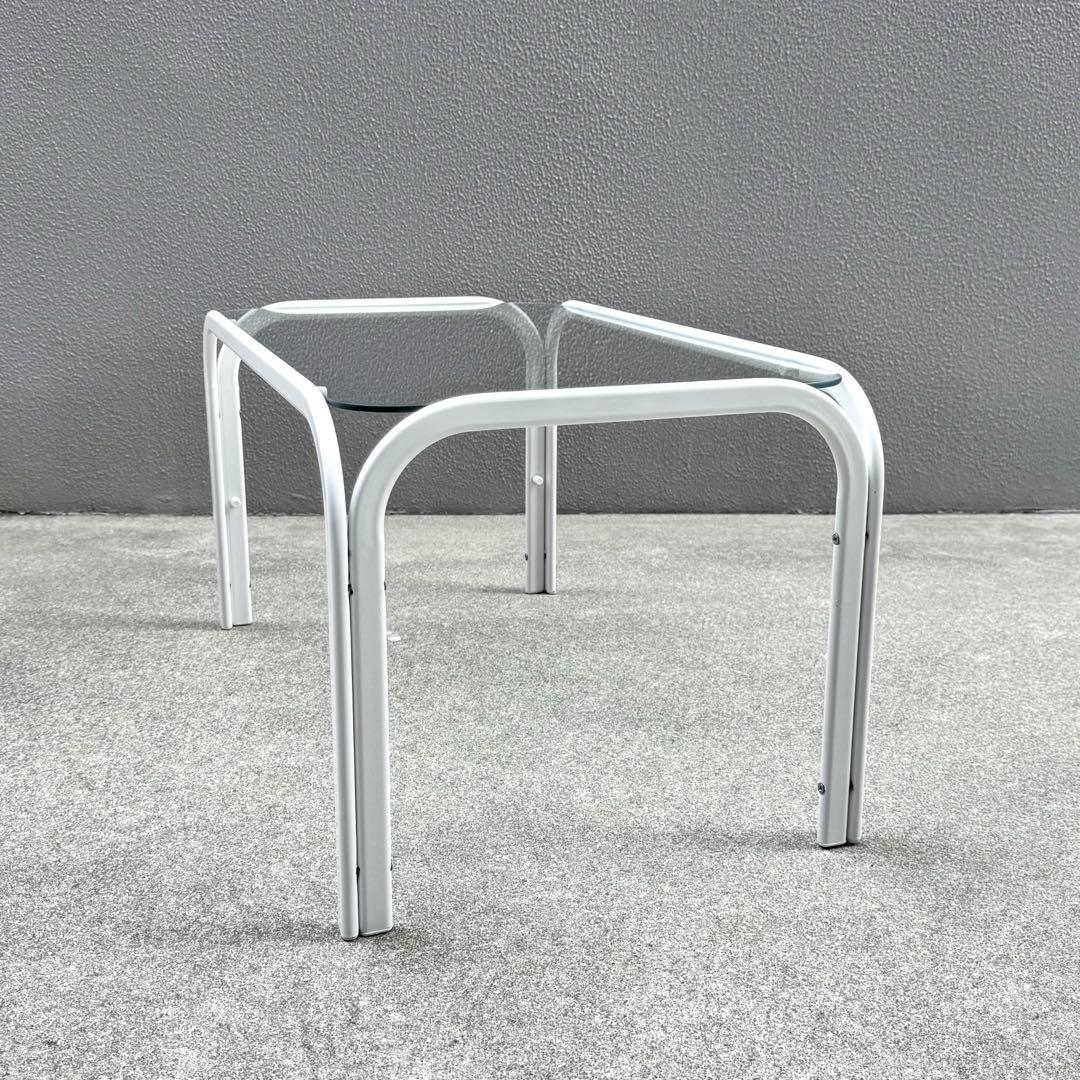 レトロ 北欧モダン ガラス センターテーブル ミッドセンチュリー アイアン 白