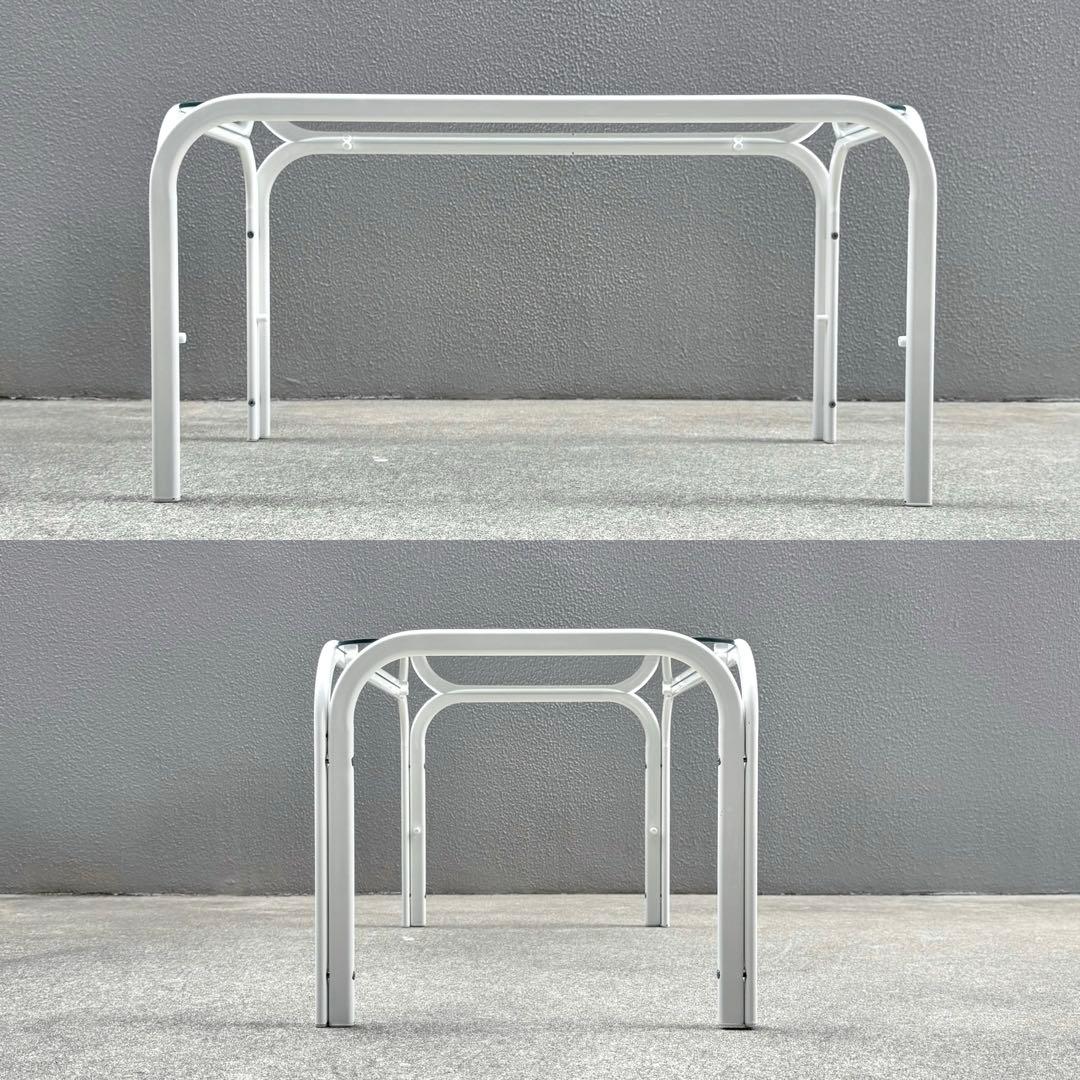 レトロ 北欧モダン ガラス センターテーブル ミッドセンチュリー アイアン 白