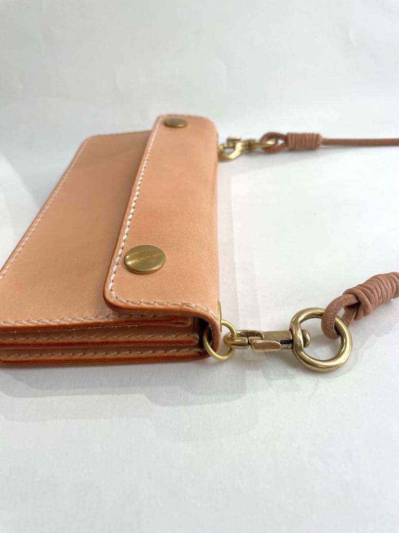 ショルダーロングトラッカーウォレット｜三層タイプ｜本革（牛革）ヌメ革 ×真鍮金具