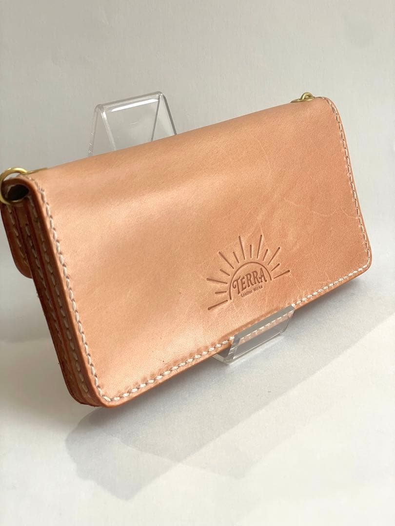 ショルダーロングトラッカーウォレット｜三層タイプ｜本革（牛革）ヌメ革 ×真鍮金具