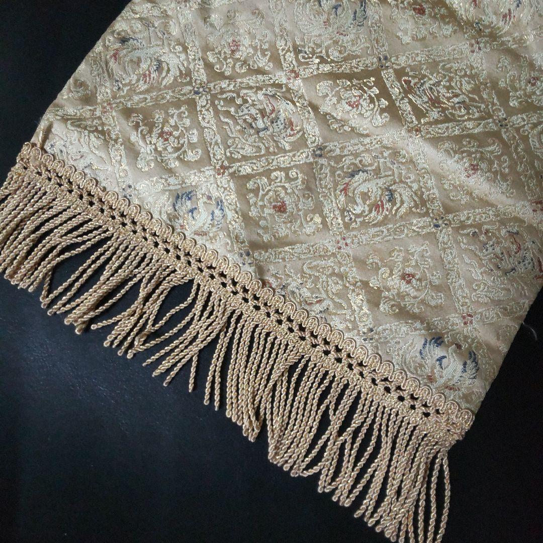 川島織物 麟鳳襷紋 織りセンター【ヴィンテージ】中古品 絹100%