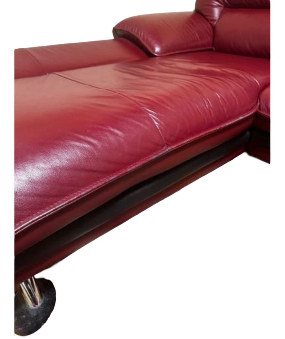 NITORIニトリ ロゾ4本革　カウチソファー　カウチ　レッド　4人掛