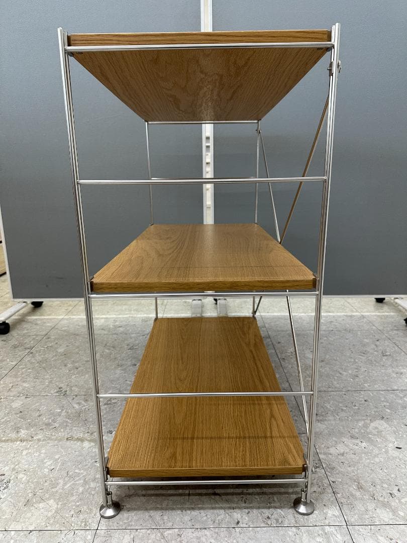 無印良品　ステンレスユニットシェルフ　オーク材棚　ブラウン