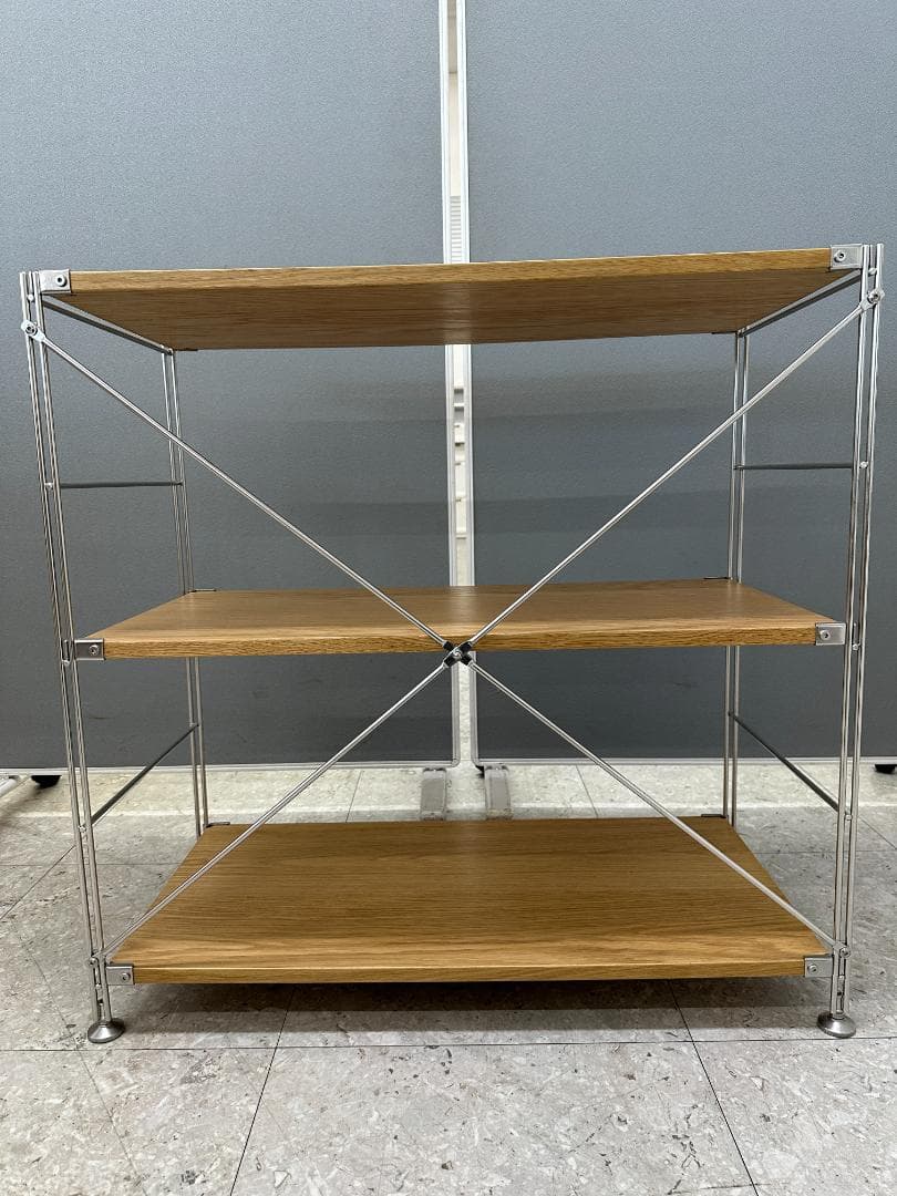 無印良品　ステンレスユニットシェルフ　オーク材棚　ブラウン