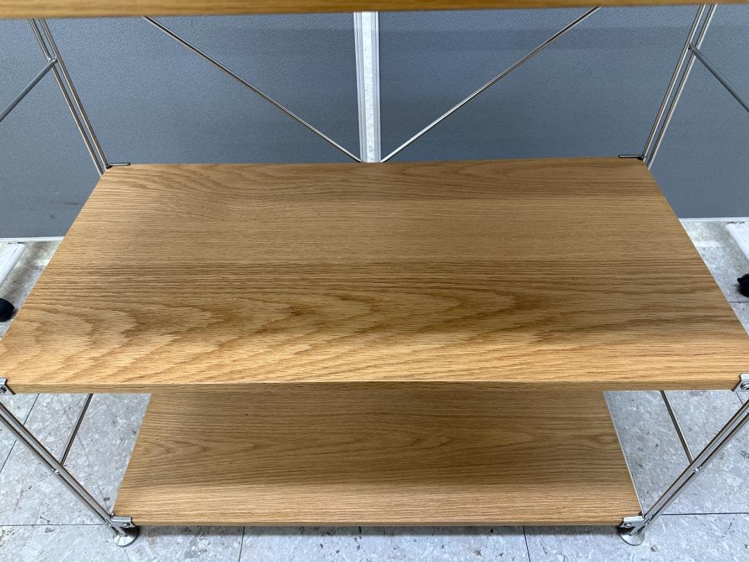 無印良品　ステンレスユニットシェルフ　オーク材棚　ブラウン