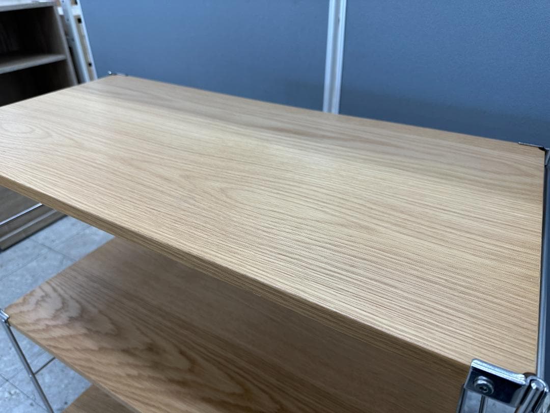 無印良品　ステンレスユニットシェルフ　オーク材棚　ブラウン