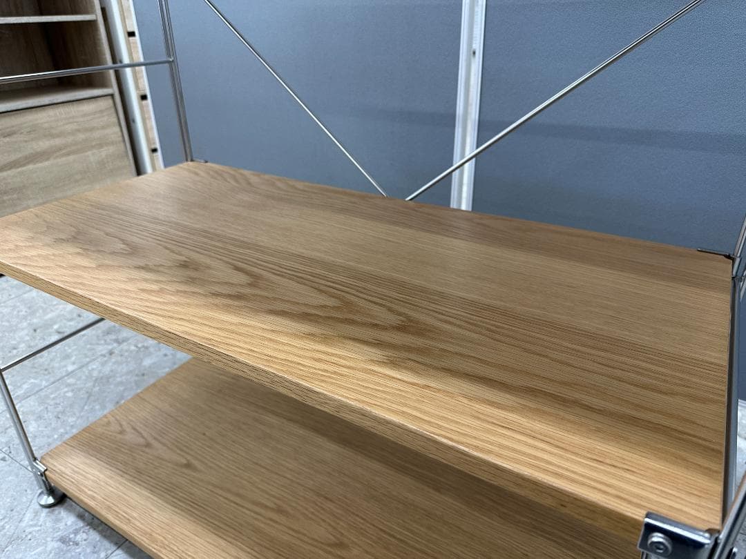 無印良品　ステンレスユニットシェルフ　オーク材棚　ブラウン