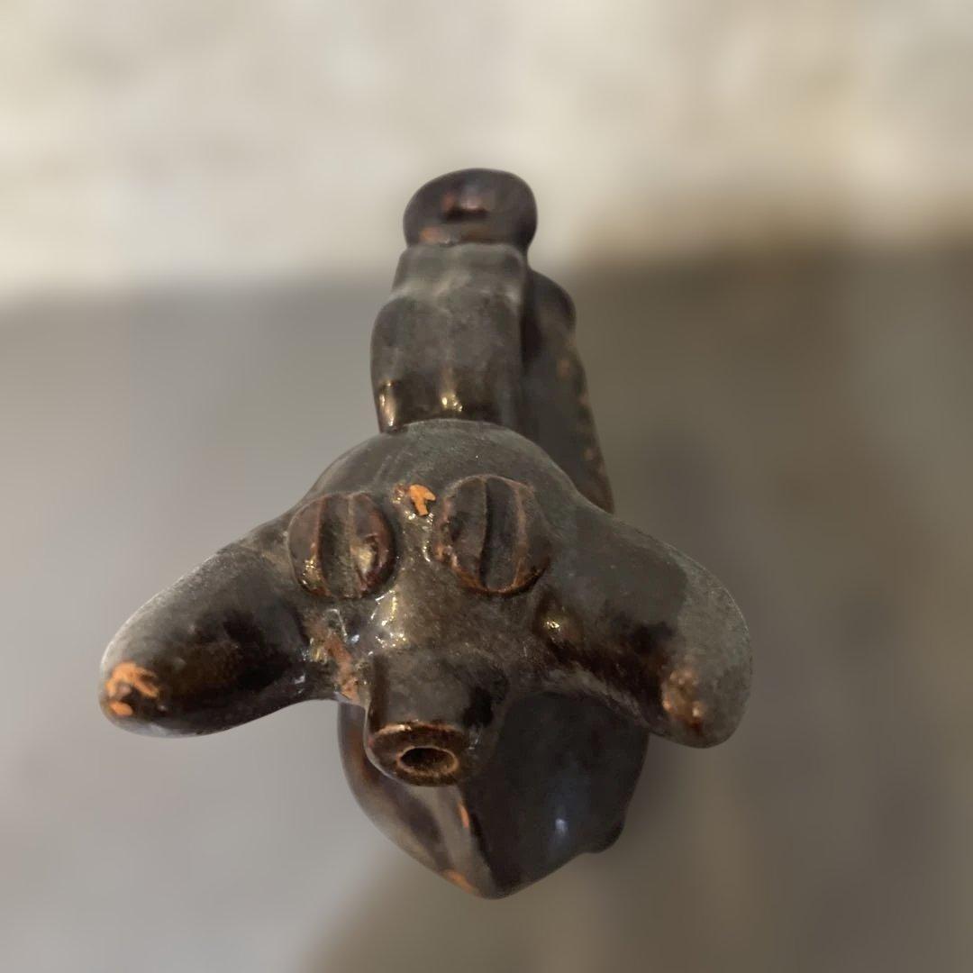 ヴィンテージ スペイン陶器製 雄牛のボティホ：動物の形をした水瓶、クエンカ