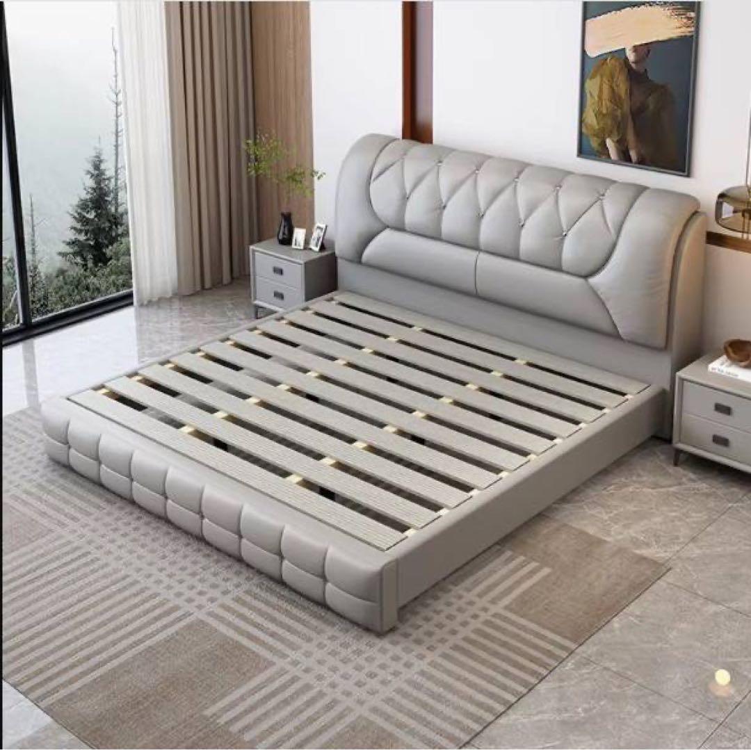 ラグジュアリーモダン レザーベッド キングサイズ