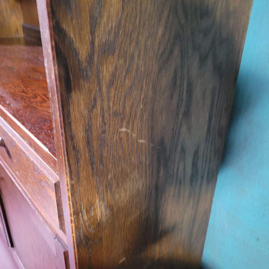 三越家具 Brugge ブルージュ 食器棚 キャビネット 楢材ステンドグラス英国