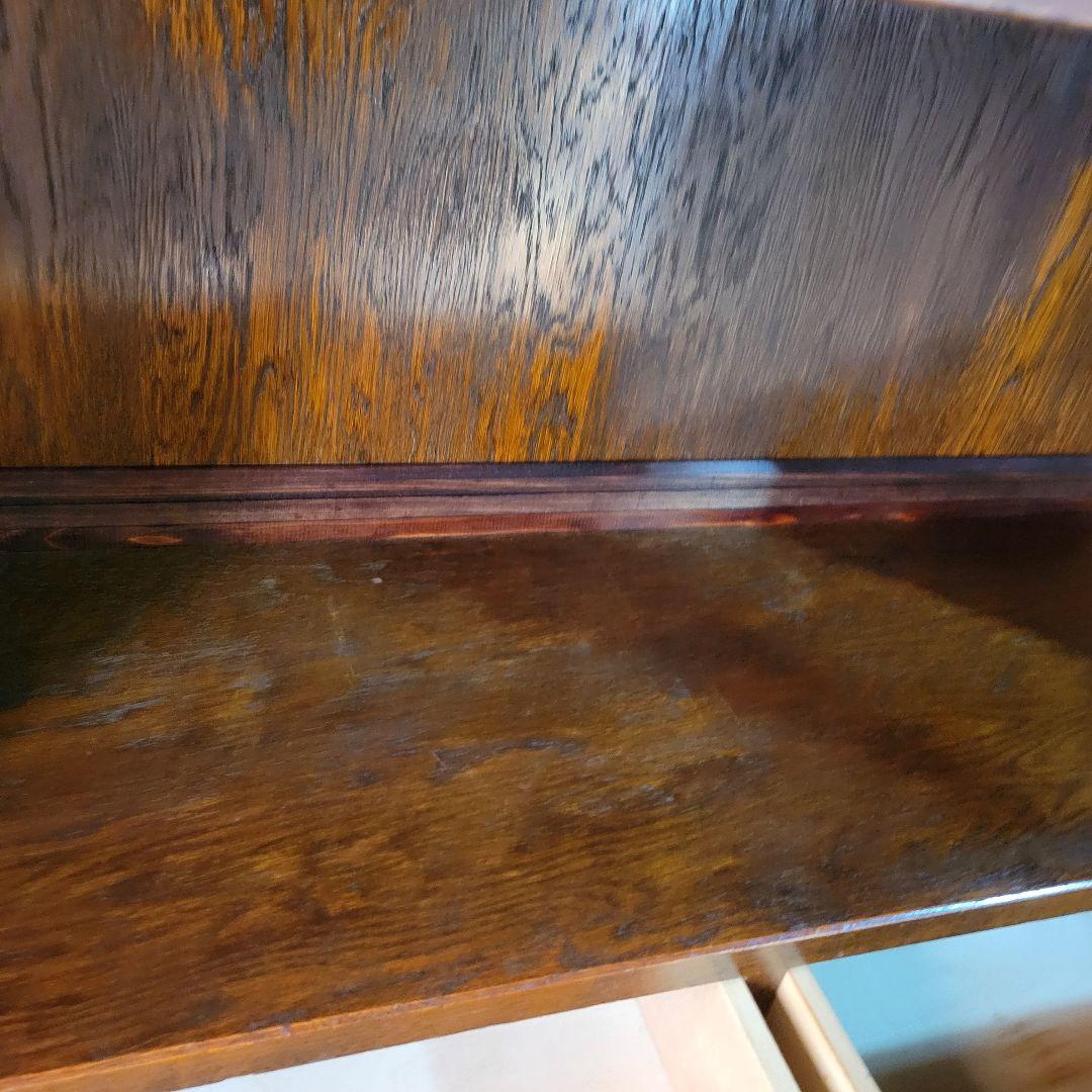 三越家具 Brugge ブルージュ 食器棚 キャビネット 楢材ステンドグラス英国