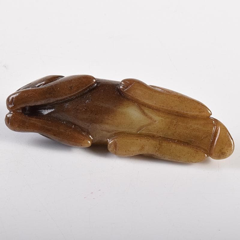 中国　玉石彫刻　神獣　根付　紙鎮　置物　C　7886E