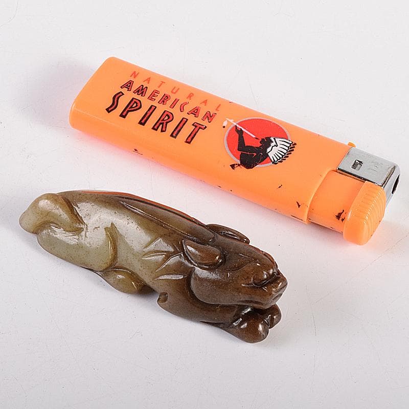 中国　玉石彫刻　神獣　根付　紙鎮　置物　C　7886E