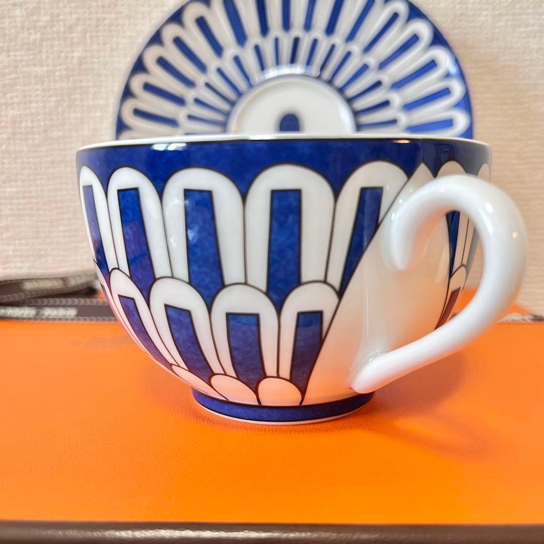 廃盤 未使用 2客セット】エルメス ブルーダイユール ティーカップ