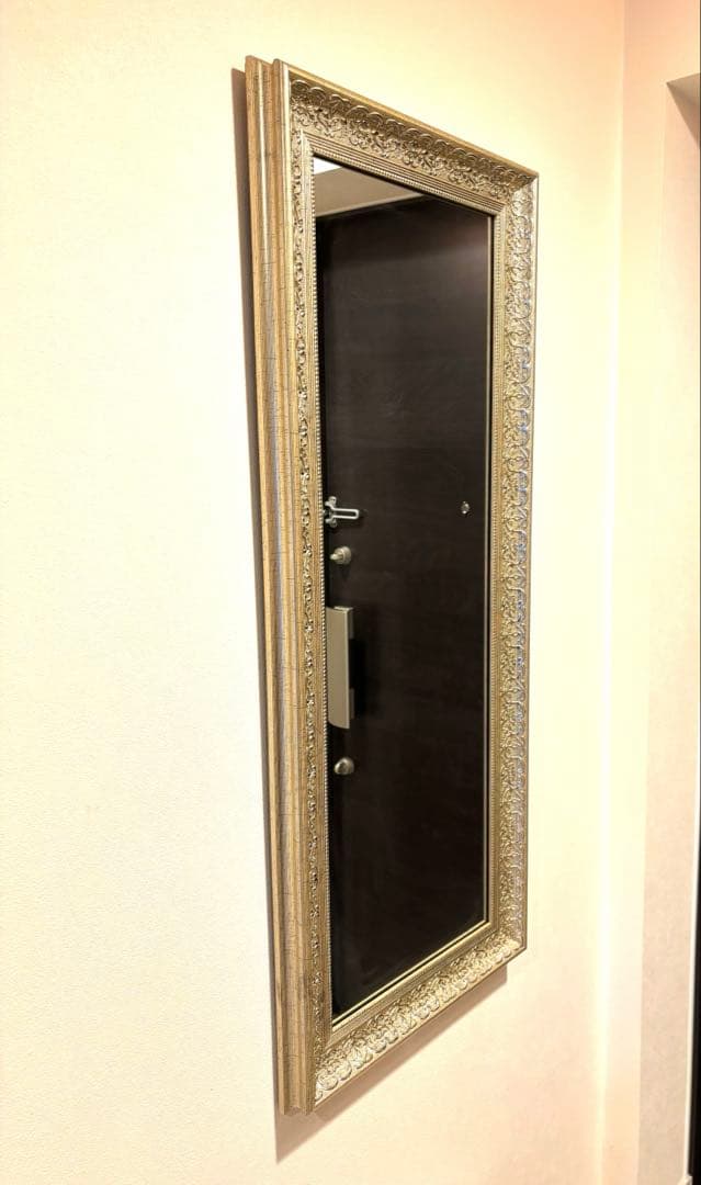 【美品】アンティークミラー　日本製 姿見鏡 シャンパンゴールド　縦横置き2WAY