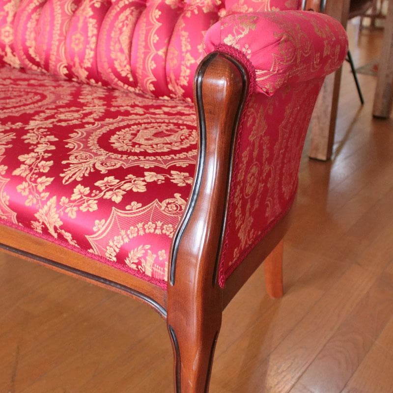 クラシックソファ 幅130cm ファブリック ベンチ 猫足 222-1333