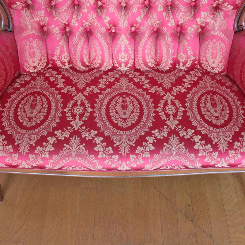 クラシックソファ 幅130cm ファブリック ベンチ 猫足 222-1333