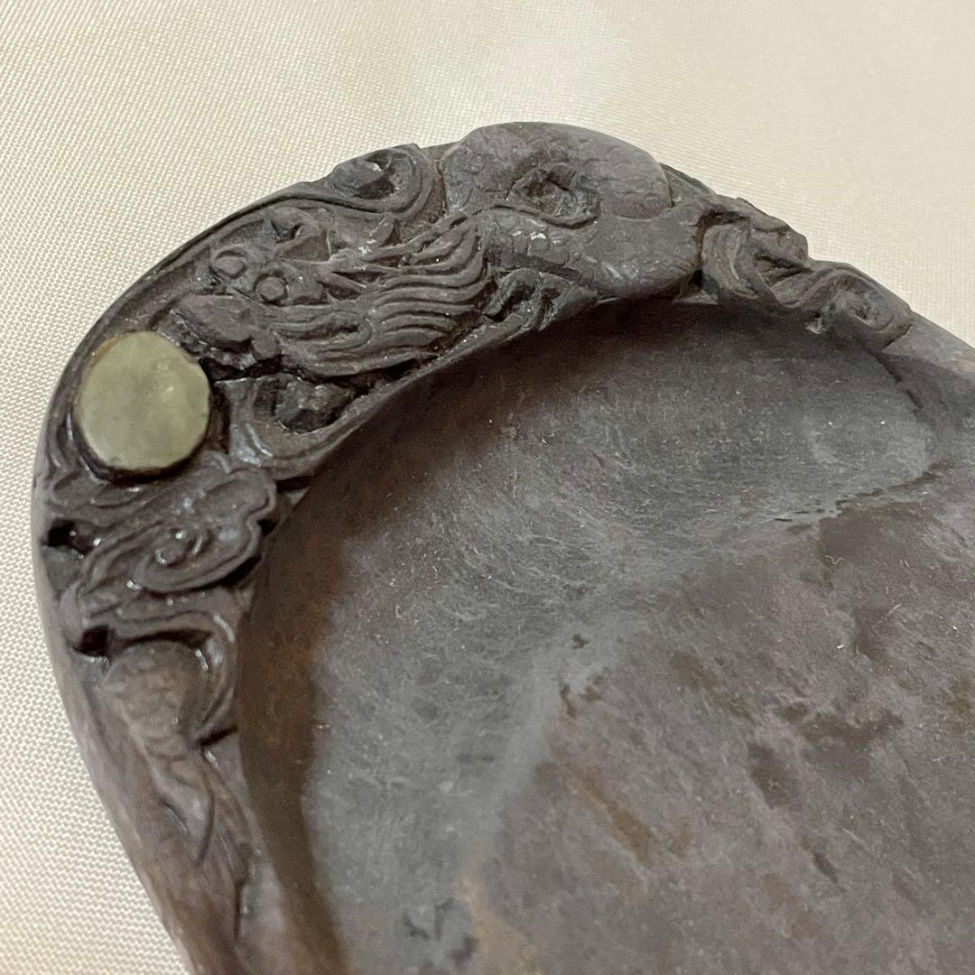 端渓硯 端州名硯 龍雲彫刻 龍の目石紋入り 高級硯 銘品 書 - メルカリ