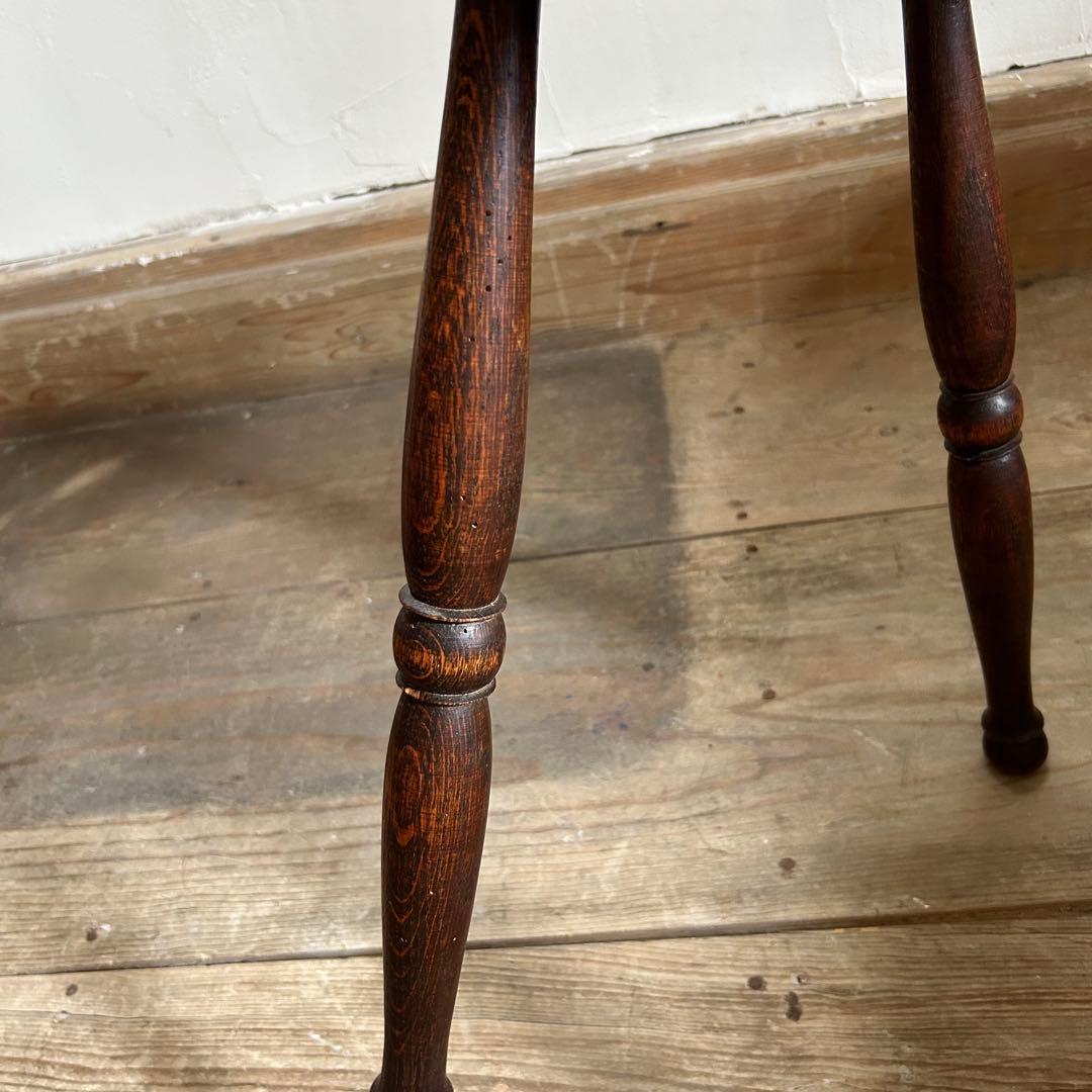 フランスアンティーク 木製 三本脚 スツール ダークブラウン　①