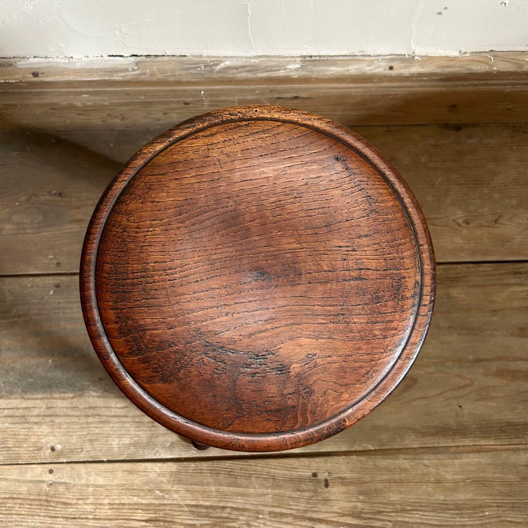 フランスアンティーク 木製 三本脚 スツール ダークブラウン　①