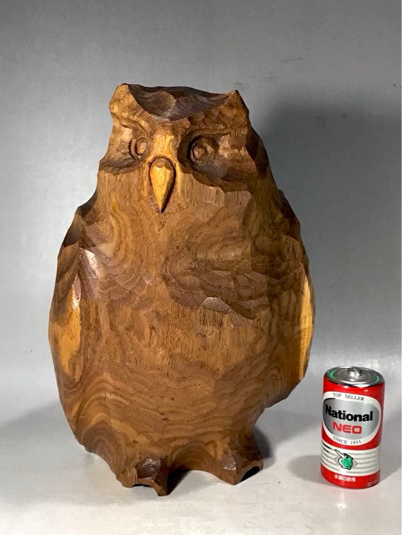 梟 フクロウ ミミズク アイヌ アート 一刀彫 人形 郷土玩具 木彫り 農民美術