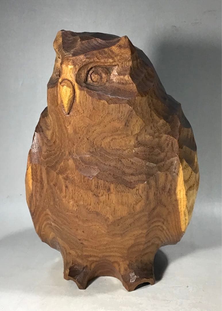 梟 フクロウ ミミズク アイヌ アート 一刀彫 人形 郷土玩具 木彫り 農民美術