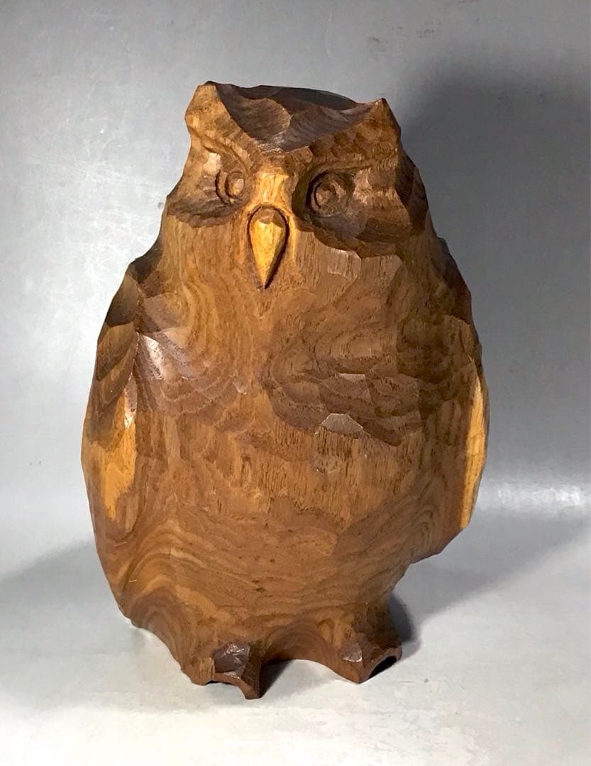 梟 フクロウ ミミズク アイヌ アート 一刀彫 人形 郷土玩具 木彫り 農民美術