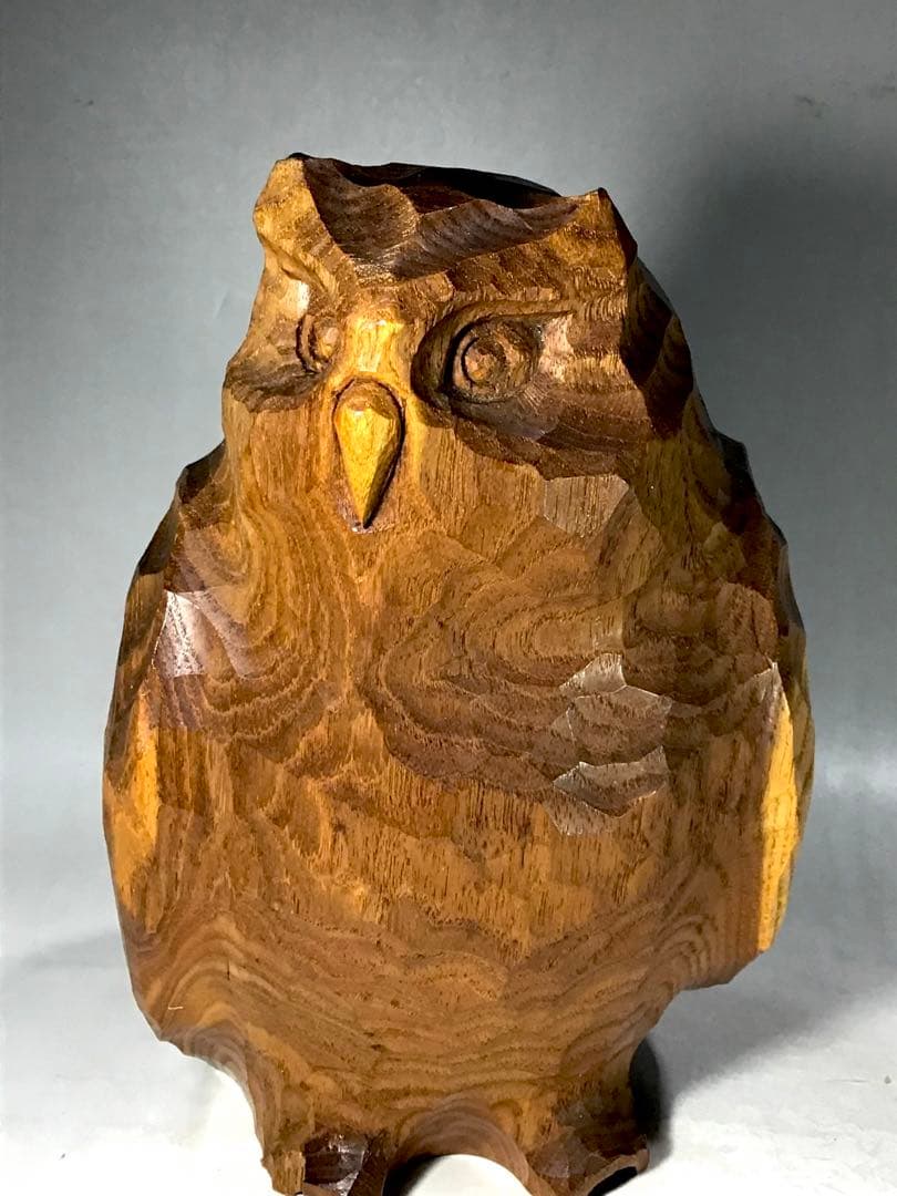 梟 フクロウ ミミズク アイヌ アート 一刀彫 人形 郷土玩具 木彫り 農民美術