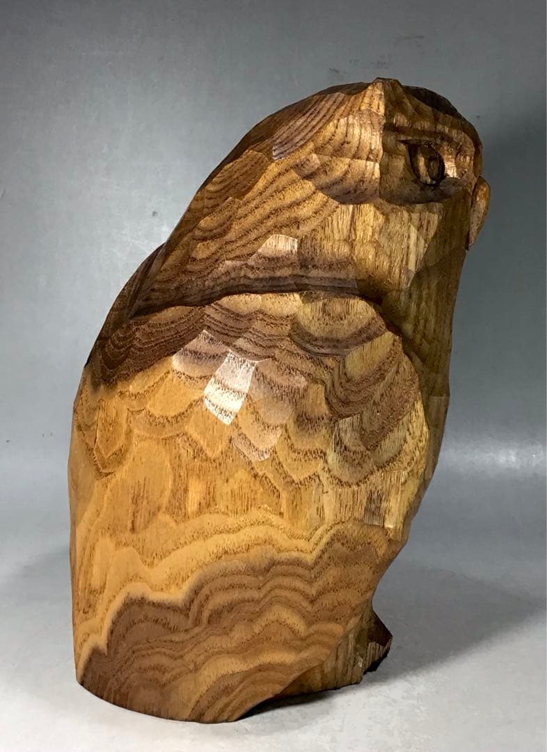 梟 フクロウ ミミズク アイヌ アート 一刀彫 人形 郷土玩具 木彫り 農民美術