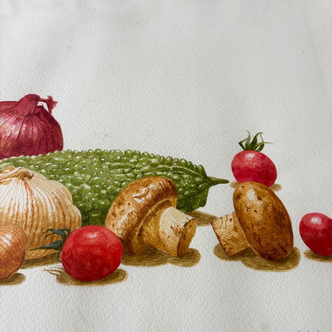 岩戸敏彦「レイシとマッシュルーム」水彩 額装 F