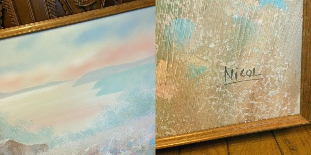 アメリカUSAインポート品*画家Nicol作*直筆サイン入り 特大 油彩 絵画