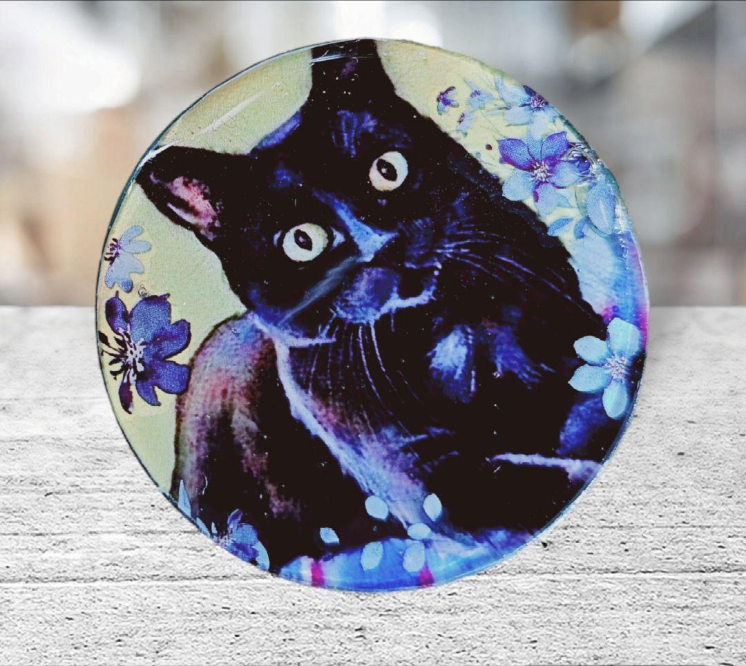 1点のみ❤NO.748❤猫 ねこ❤レジンへアゴム ブローチ