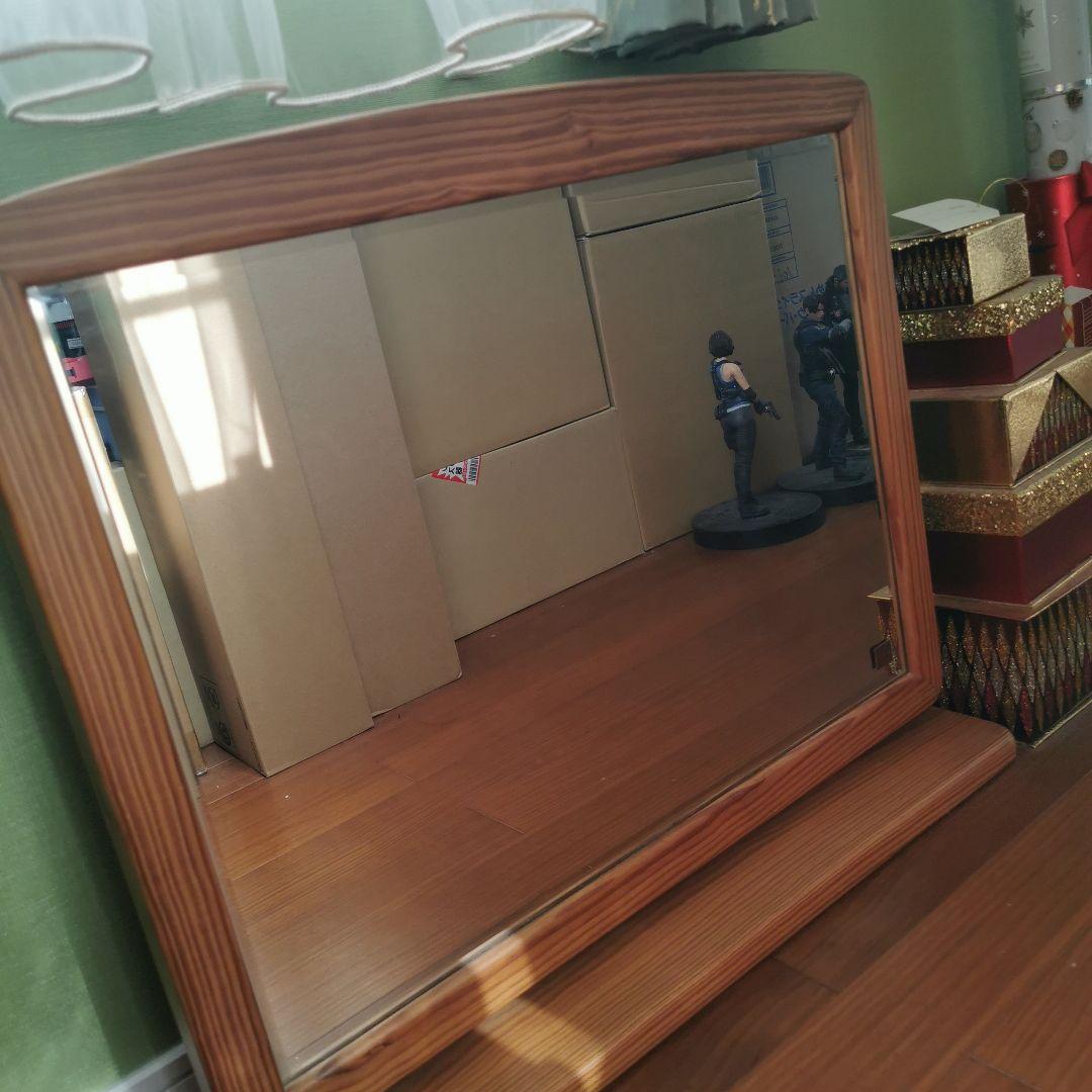 ドレッサー　鏡　ミラー　化粧台　卓上鏡　反射鏡　天然木　ナチュラル　無垢