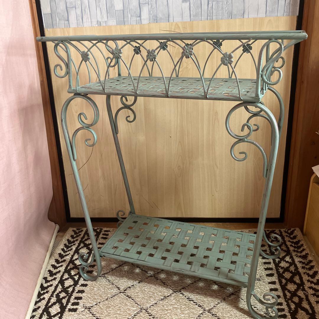 アンティーク風フラワースタンド　花台　2段　バスケット　プランター　サイド　大