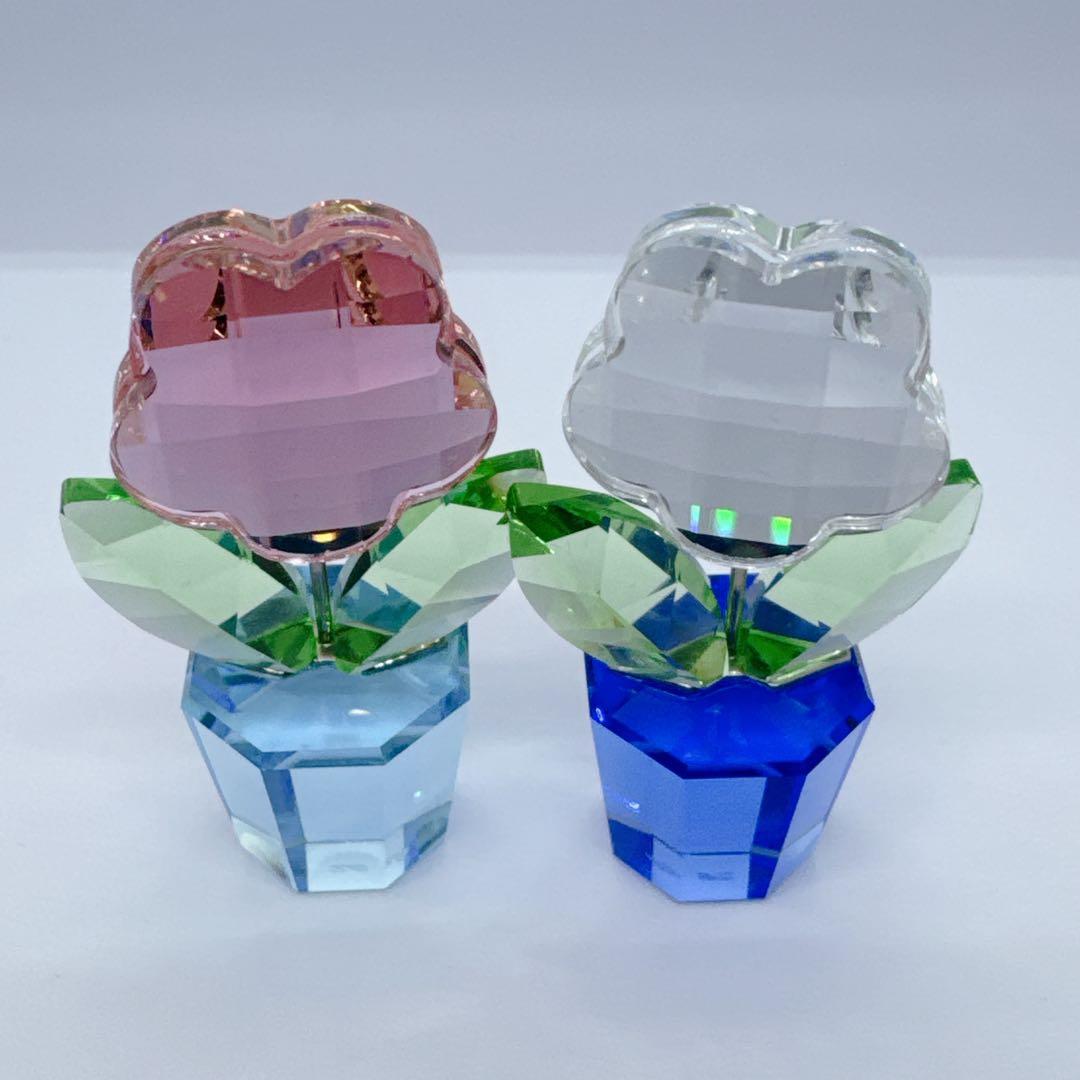 ✨美品✨SWAROVSKI クリスタルフラワー置物 4個セット