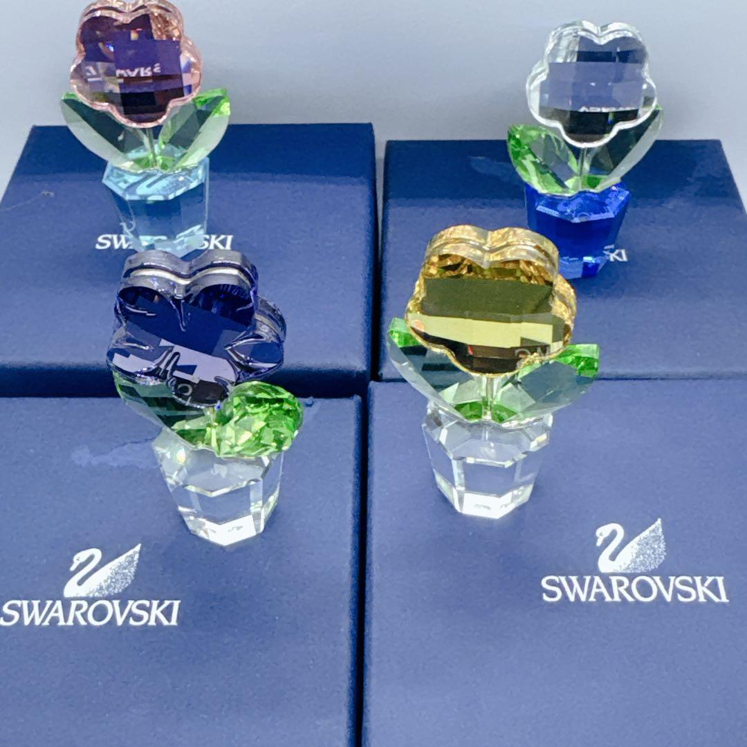 ✨美品✨SWAROVSKI クリスタルフラワー置物 4個セット