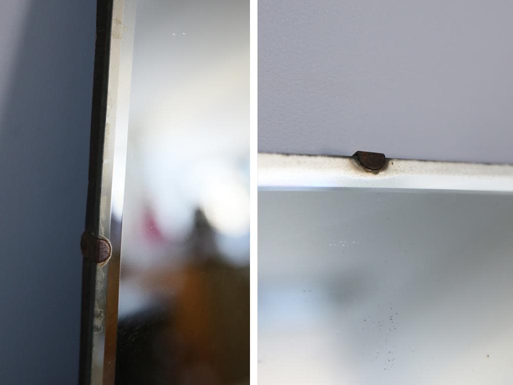 英国アンティーク壁掛けカッティングミラー/ベベルドミラー/鏡(85-257-2)