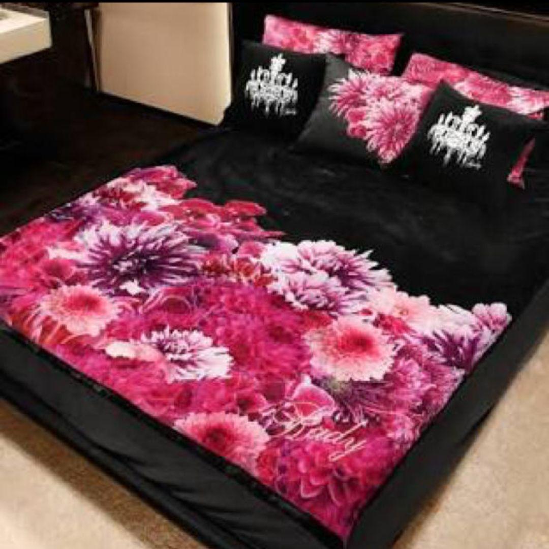 お値下げ Rady リゾートフラワー柄が大人かわいい 毛布 シングル(ブラック)