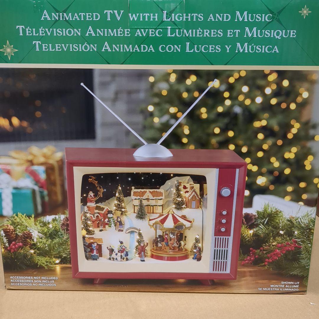 コストコクリスマス　レトロ TV ライト & ミュージック付　クリスマス置き物