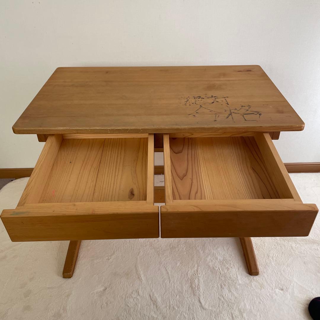 総檜 ヒノキ シンプルデスク 学習机 縁起物 引き出し