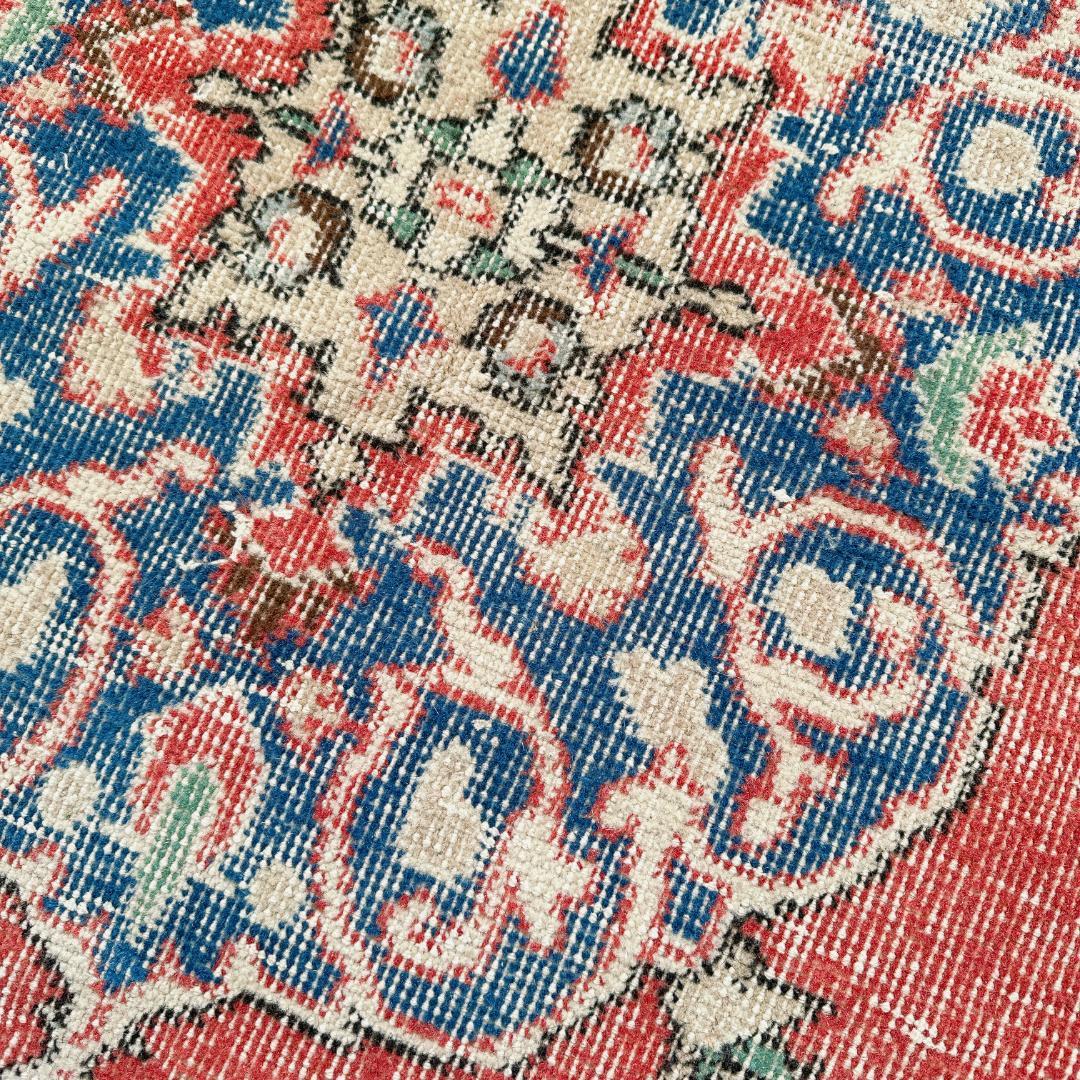 トルコ ヴィンテージラグ A128 レッド ネイビー ターコイズブルー