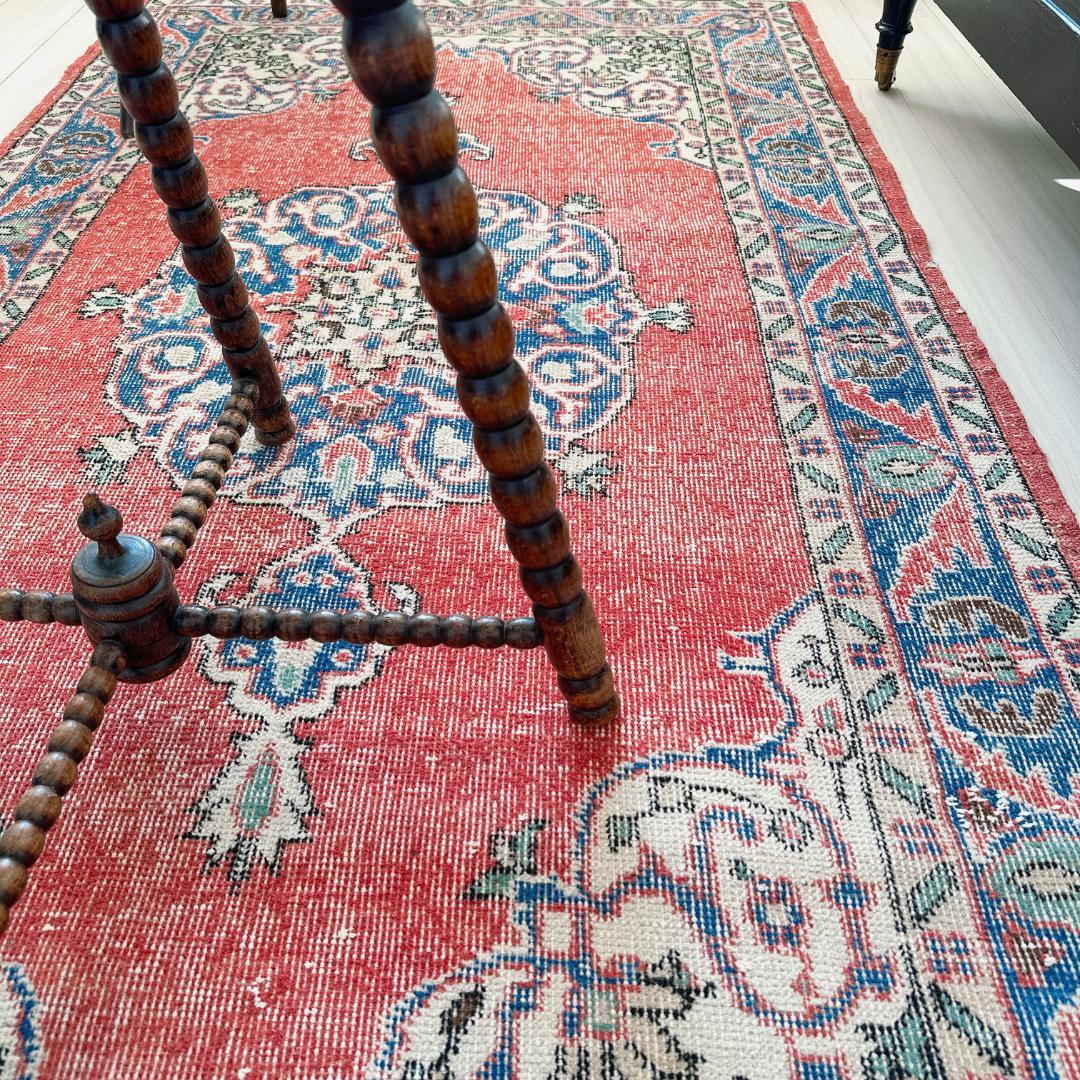 トルコ ヴィンテージラグ A128 レッド ネイビー ターコイズブルー