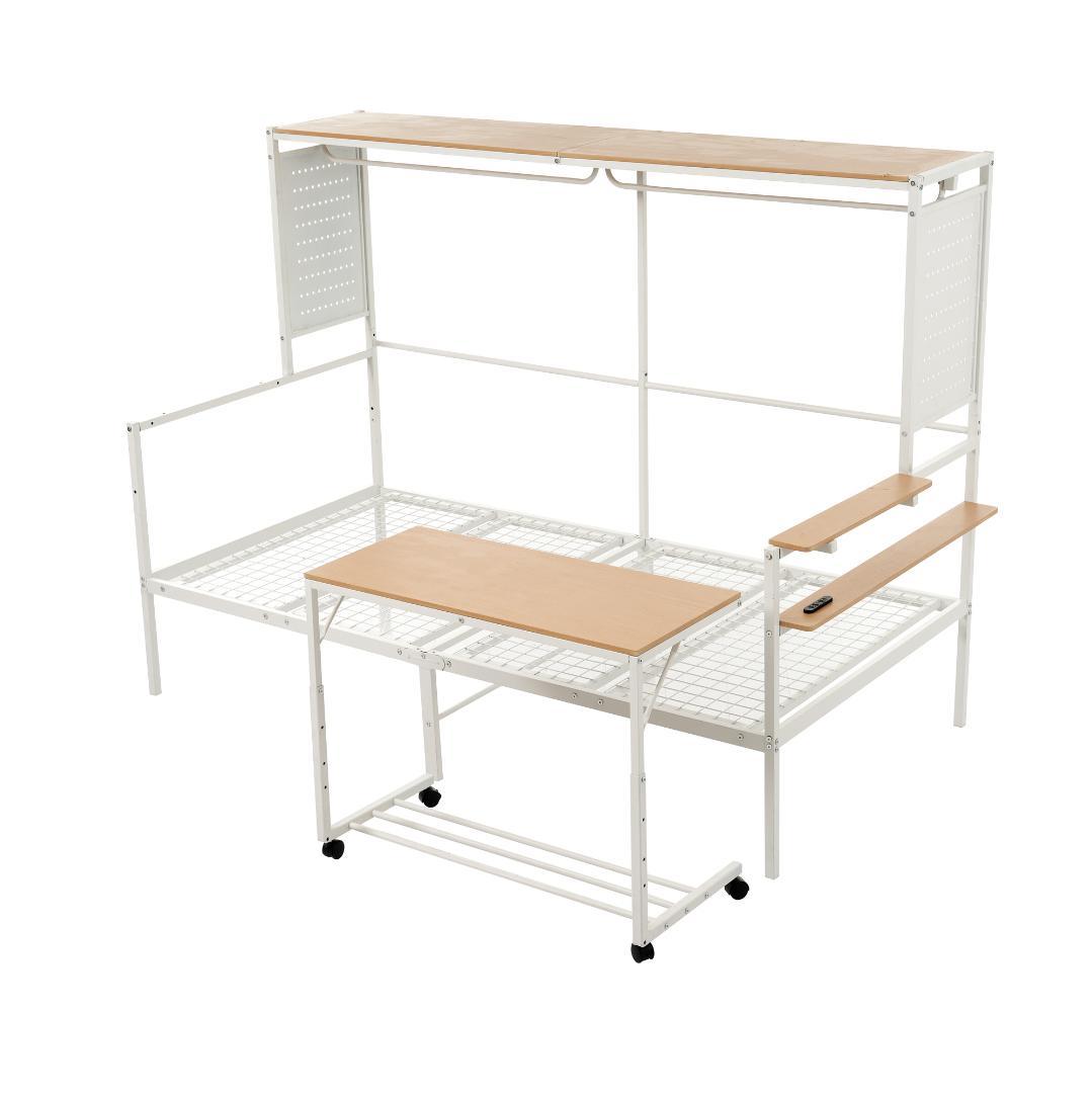 ロフトベッド シングル 移動デスク付き 収納充実 北欧風 耐震 大人子供兼用