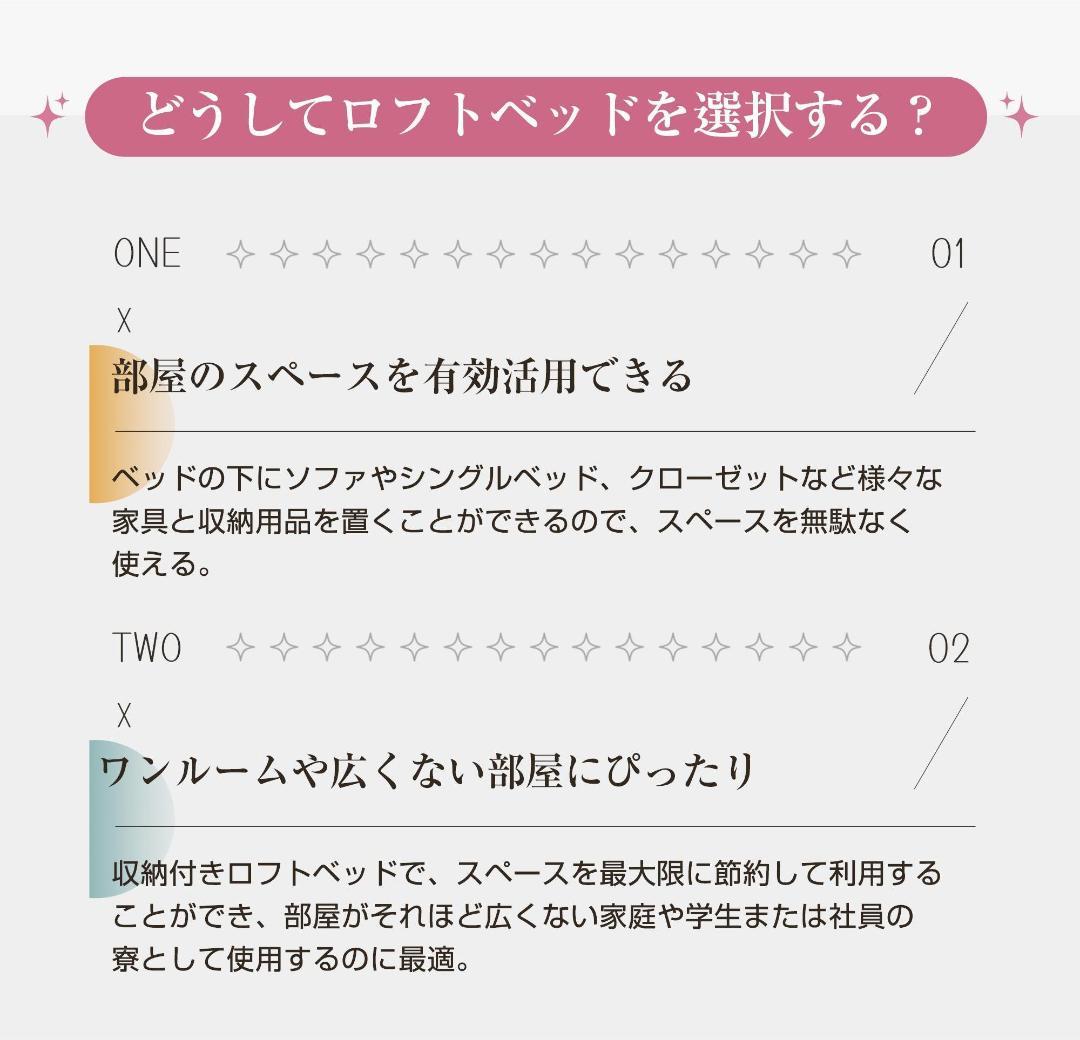 ロフトベッド シングル 移動デスク付き 収納充実 北欧風 耐震 大人子供兼用